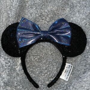 Disney Ears Headband Black Sequin Purple-Blur Metallic Bow